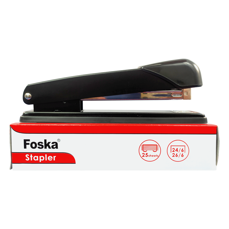 ENGRAPADORA ESCRITORIO GDE.`FK` COLOR NEGRO CJ.1PZ.17X4.5X6CM.25 HOJAS.P/GRAPA ESTÁNDAR 26/6