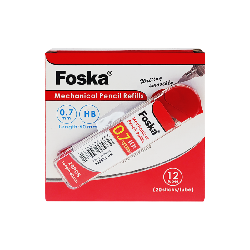 MINAS POLIMERIZADAS `FK` 0,7mm.CJ.12tb.x20pz.C/U. HB NEGRO INTENSO