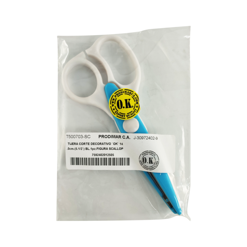 TIJERA CORTE DECORATIVO `OK` 14.0cm.(5.1/2`) BL.1pz.FIGURA SCALLOP