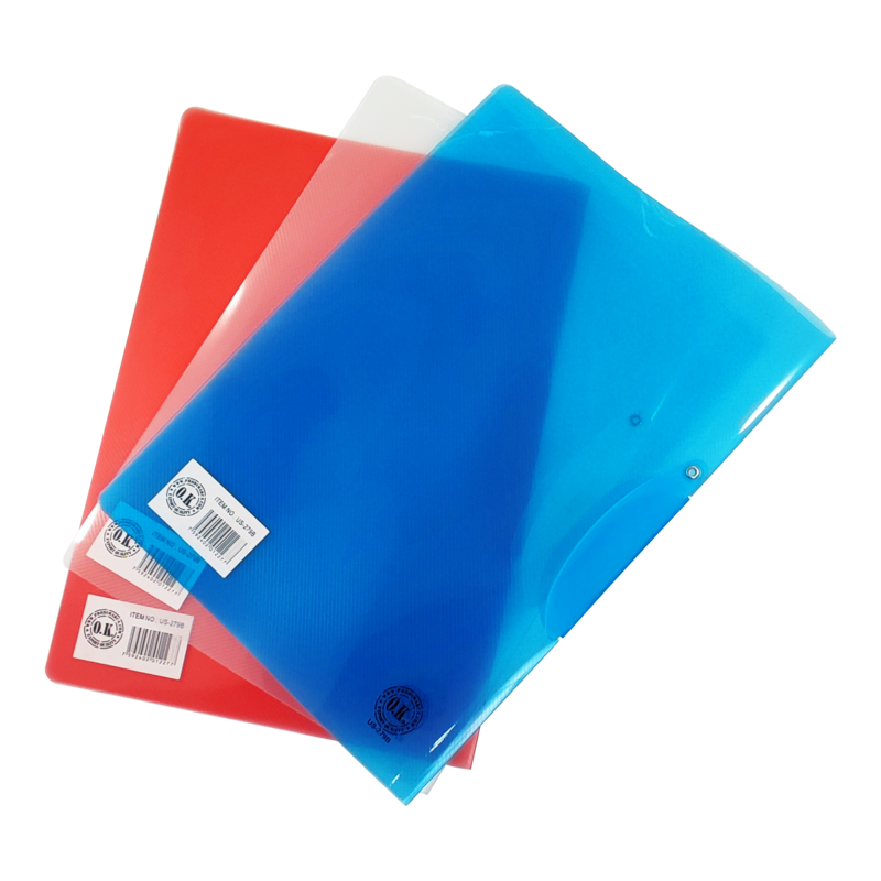 CARPETA PRESENTACION PLASTICA (PE) `OK` CARTA PQ.10pz.C/CIERRE SWING-LOOCK COL.SURT.