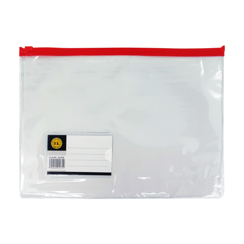 SOBRE PLASTICO (PPO) `OK` 1/2 OFIC.B PQ.10pz.C/CIERRE 23x21cm.COL.SURT.