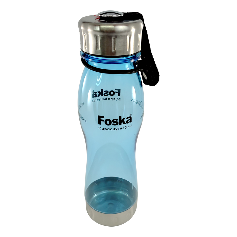 COOLER ESCOLAR `FK` PCTG ANTIBACTERIAS 650cc.PQ.1pz.PLASTICO AZUL CRISTAL