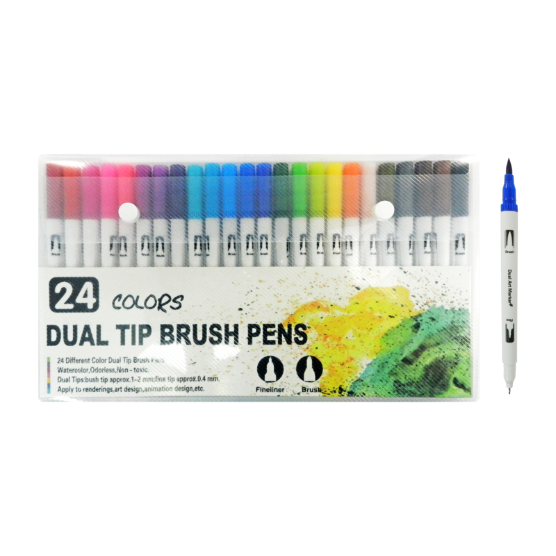 MARCADOR P/DISENO `FK` ACUARELABLES DOBLE PUNTA BRUSH+FINO ST.24 COL.SURT.