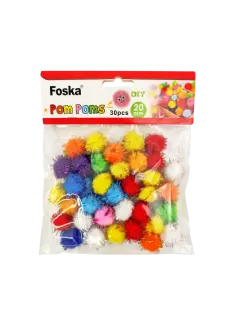 BISUTERIA APLIQUES CORPOREOS "FK" PQ.30PZ.POM-POM ERIZO DIAM.2,0CM.COLORES SURT.