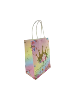BOLSA KRAFT PARA REGALOS "FK" FANTASIA 120GR./M2.PQ.20PZ.15X8X21CM.PRINCESAS/MARIPOSAS/COPOS DE NIEVE