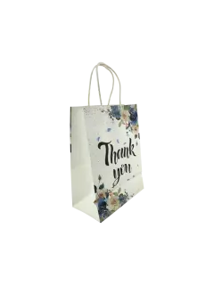 BOLSA KRAFT PARA REGALOS "FK" FANTASIA 120GR./M2.PQ.20PZ.21X11X27CM.FLORES/THANK YOU