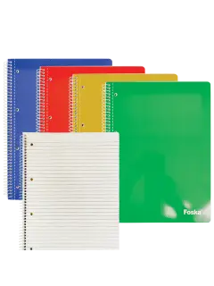 CUADERNO ESPIRAL 1 MATERIA 21X30CM.PQ.6PZ.70HJ.70GR.HOJA A4 DESPRENDIBLE COL SURT.UNA LINEA