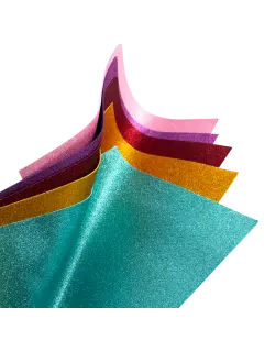 FOAMY (EVA) ESTAMPADO ESCARCHADO `OK` GLITTER COLOR PQ.10PZ.60X80CM