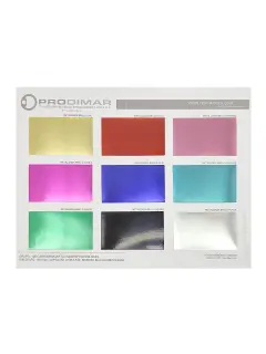 MUESTRARIO PRODIMARCA CARTULINA "DOBLE FAZ" REVERSO SULFATO FV METALIZADA BRILLO