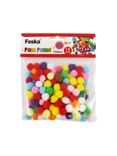 BISUTERIA APLIQUES CORPOREOS "FK" PQ.120PZ.POM-POM TENIS DIAM.1,5CM.COLORES SURT.