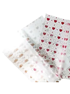 PAPEL FILM COREANO (PPO) OK HANSU TRANSLUCIDO CORAZONES PQ.20PZ.57X57CM