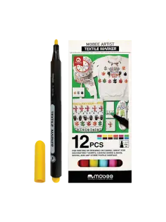 MARCADOR P/DISENO `MB` TINTA ACRILICA PUNTA MEDIA P/TELA/TEXTILES ST.12pz.COL.SURT.
