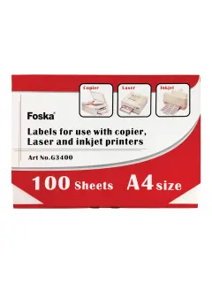 ETIQUETAS AUTOADHESIVAS FK P/INK-JET/LASER A4 21x30cm.CJ.100hj.x1pz.C/U 210x291mm.