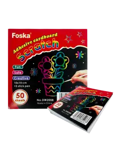 BLOCK CARTILLA T/PIZARRA MAGICA P/RASPAR AUTOADHESIVA 190GR.10X10CM..PQ.1ST X 50HJ.+ 5 PINES C/U.