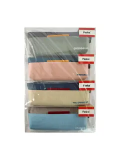 CARTUCHERA T/LONA OXFORD `FK` CJ.4pz.21x8cm.C/BOLSILLO/COLORES PASTEL