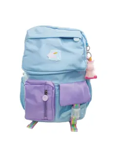 MORRAL ESCOLAR 'FK' ERGONOMICO/IMPERMEABLE/REFLECTIVO EP.1pz.44x31x13cm.PASTEL-AZUL