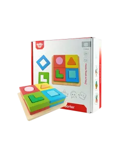 JUEGO DIDACTICO 'KC' TABLA C/ENCASTRES Y FORMAS P/2 AÑOS O +.JG.1kt.13pz.MADERA/CHAPEC