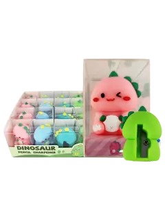 SACAPUNTAS ESCOLARES PLASTICO PEQ.4X3X4CM.CJ.16PZ.UNA PUNTA TEMATICA DINOSAURIOS